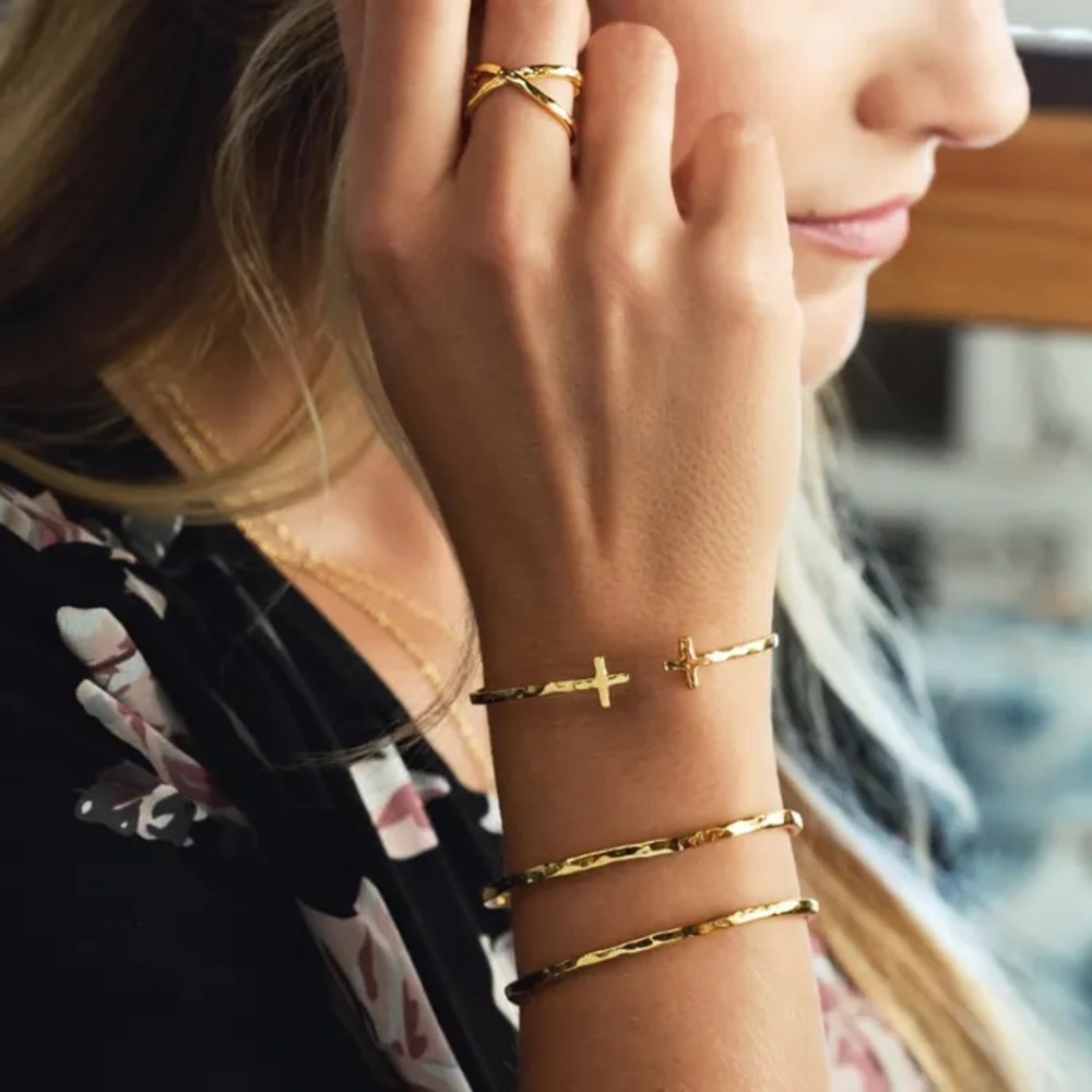 Gorjana Cross Over Cuff Bracelet in Gold